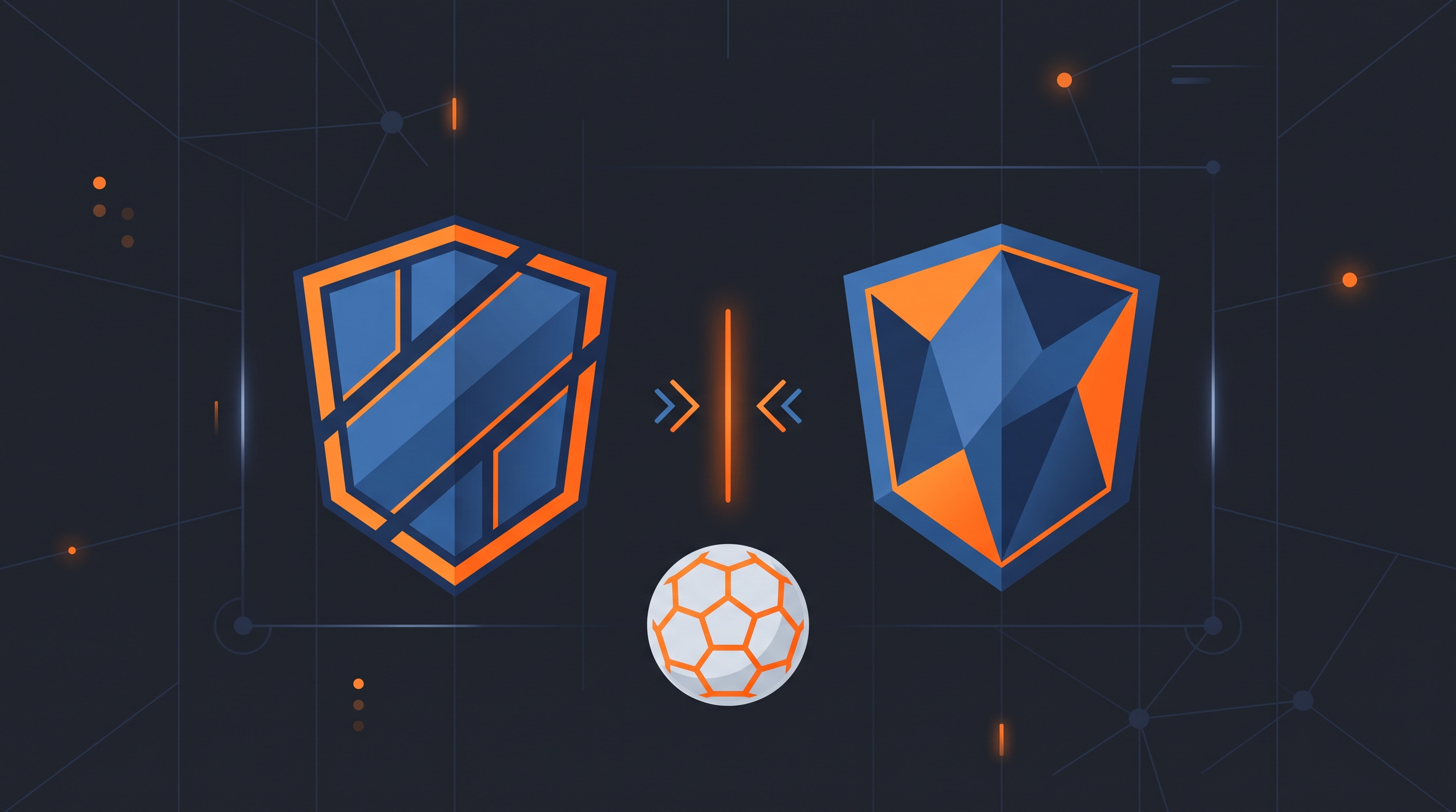 Illustration of a side-by-side football team comparison page with stats